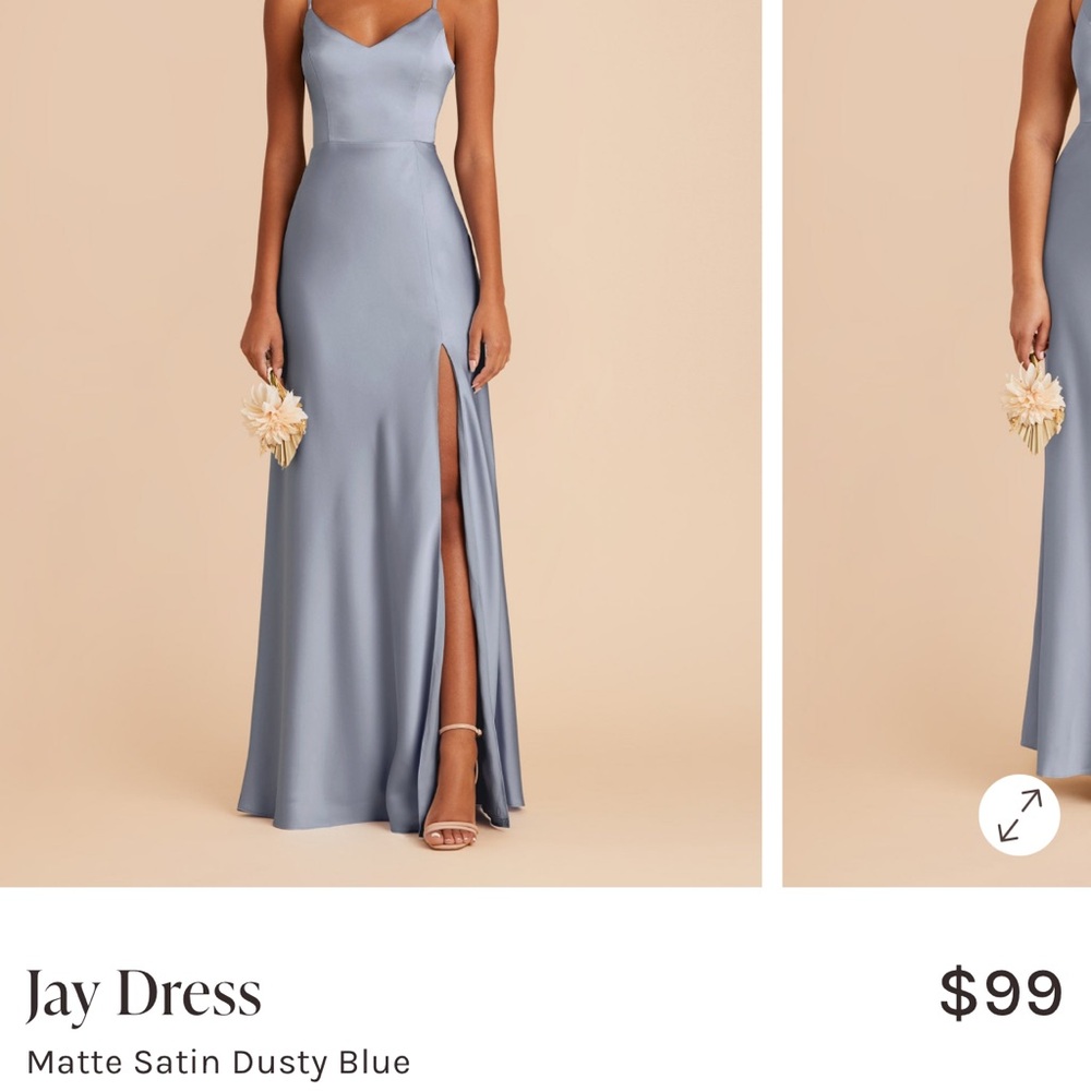 Birdy Grey Satin Maxi Dress in dusty blue